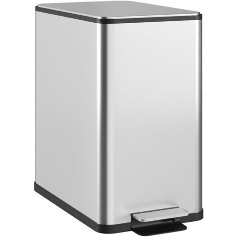 Poubelle de cuisine de 10 litres - poubelle à pédale avec bac amovible - en acier inoxydable. (1/5)