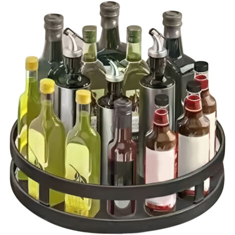 Étagère de rangement de cuisine rotative à 360 degrés, support pour épices, boîte de rangement pour huile, sel, sauce, vinaigre, support pour pots d'épices (1/5)