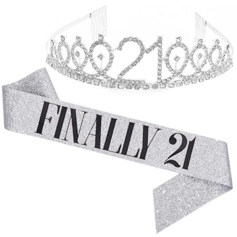 Ensemble couronne et bandoulière pour fête d'anniversaire (10, 13, 18, 21, 30, 40, 50, 60, 70, 80 ans) (1/5)