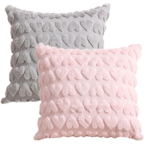 Housses de coussin décoratives « Amour » pour la Saint-Valentin, 45 x 45 cm, lot de 2, douces et moelleuses, style champêtre, pour la décoration de votre maison pendant les fêtes de printemps. (1/5)