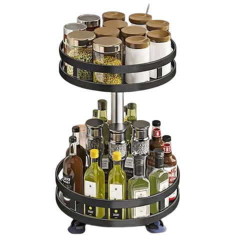 Étagère de rangement de cuisine rotative à 360 degrés, support pour épices, boîte de rangement pour huile, sel, sauce, vinaigre, support pour pots d'épices (1/5)