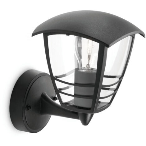 Applique murale MYSELOXY à éclairage vers le haut, infrarouge, puissance maximale 1 x 60 W, culot E27 - 24 x 18 x 20 cm - Indice de protection IP44 - Noir (1/5)