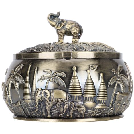 Cendrier rétro coupe-vent en alliage de zinc avec couvercle, un cadeau de décoration intérieure unique. (1/5)