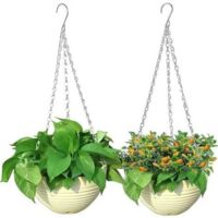 2 pièces pots de fleurs suspendus, pots de fleurs, plantes suspendues, pots de fleurs extérieur, balcon, jardin intérieur et extérieur, pots de fleurs suspendus, gris clair (pot suspendu + chaîne susp