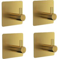Crochets adhésifs pour serviettes de salle de bain, lot de 4 - Porte-peignoirs auto-adhésif en acier inoxydable, crochets muraux adhésifs durables