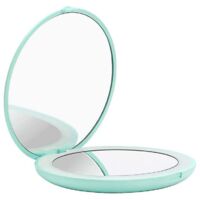 Pocket makeup mirror with LED lighting, 3.5-inch small portable makeup mirror, magnifying 1x/10x, compact and foldable, perfect for travel and outings