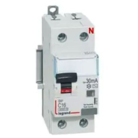 Disjoncteur différentiel DX³4500 arrivée haute et départ bas à vis U+N 230V - 20A typeF 30mA - courbe C - 2 modules - LEGRAND