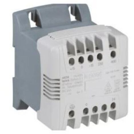 Trasformatore di comando e sicurezza con collegamento a vite primario 230V a 400V e secondario 24V - 63VA - LEG044212