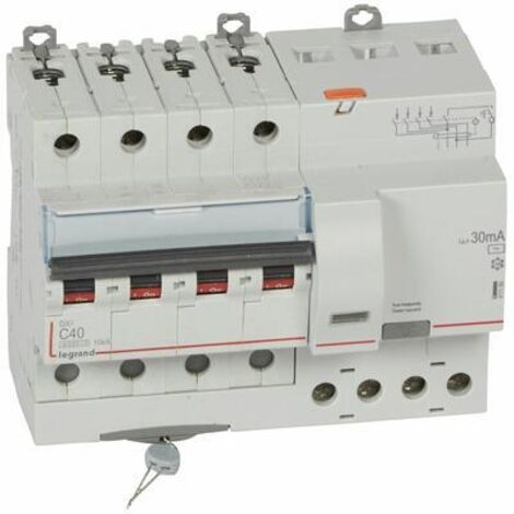 Disjoncteur différentiel monobloc DX³6000 10kA arrivée haute et départ bas à vis 4P 400V - 40A - 411190