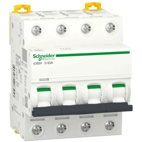Interruttore magnetotermico Schneider 4P 63A 10KA D 4M iC60H A9F85463