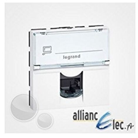 Prise RJ45 catégorie6A STP à blindage métal Mosaic 2 modules - blanc - LEGRAND