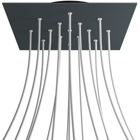 creative cables Rosone XXL Rose-One Quadrato, 400 mm con 15 Fori e 4 Fori Laterali - Antracite, Nero (1/5)