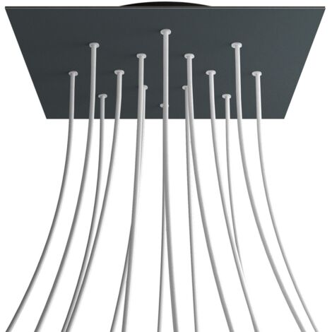 creative cables Rosone XXL Rose-One Quadrato, 400 mm con 14 Fori e 4 Fori Laterali - Antracite, Nero (1/5)