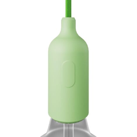 Kit portalampada E27 in silicone con interruttore e serracavo nascosti  Verde prato