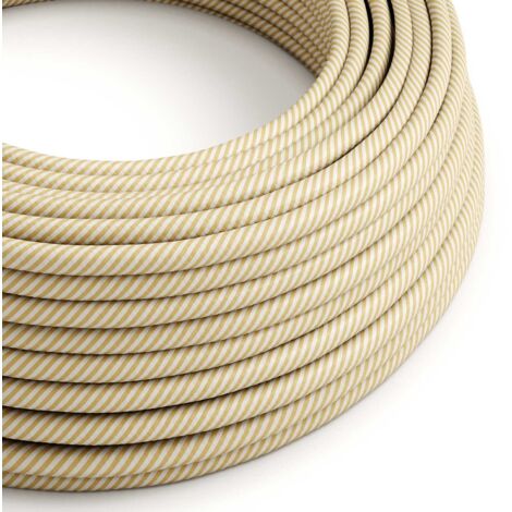 Creative-Cables, Cavo elettrico rivestito in tessuto, 3 x 0,75 mm², 50 m, Crema e Nocciola ERM53, Rotondo effetto seta