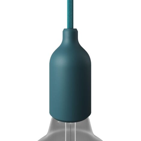 Kit portalampada E27 in silicone con serracavo nascosto  Petrolio