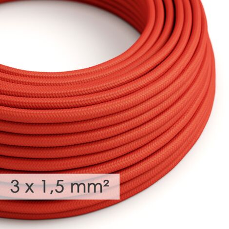 Creative-Cables, Cavo elettrico in tessuto, Sezione 3x1,50, 50 m, Rosso RM09, Rotondo effetto seta