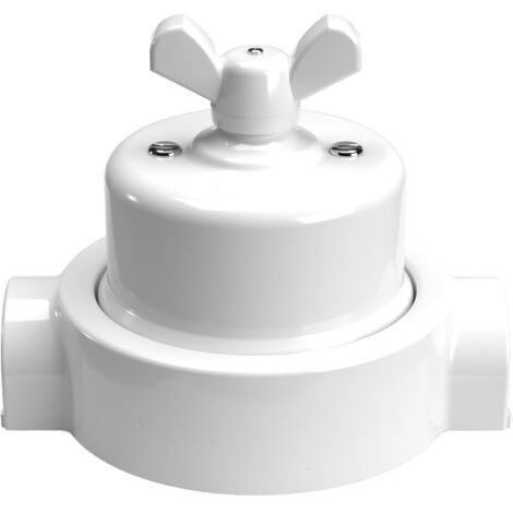 Kit interruttore/deviatore con dado a farfalla e base per Creative-Tubes  in porcellana bianca  Bianco - 2 in linea
