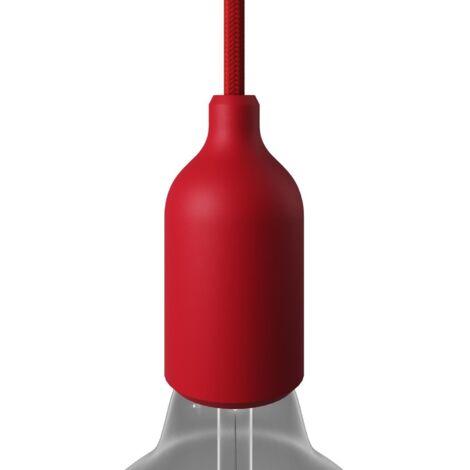 Kit portalampada E27 in silicone con serracavo nascosto  Rosso