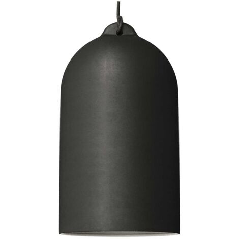 Lampada a sospensione Made in Italy completa di cavo tessile e paralume Campana XL in ceramica  Con lampadina - Lavagna - Bianco - Matter ON/OFF (1/5)