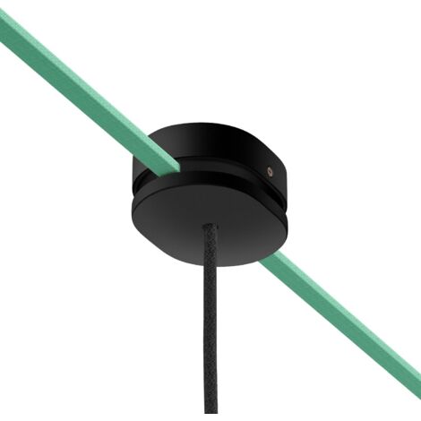 Rosone ovale in legno con un foro centrale e 2 fori laterali per cavo per catenaria e sistema Filé. Made in Italy
