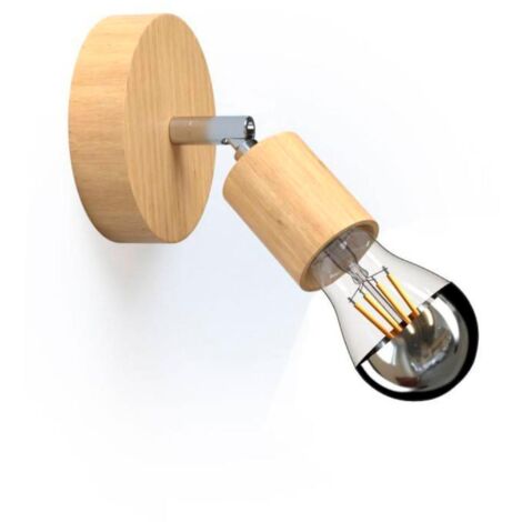 Fermaluce Wood 90°, punto luce a parete o soffitto in legno naturale (1/5)