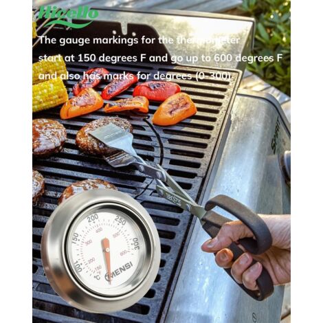 Thermomètre Barbecue Analogique Hicello 60540 - Compatible Weber Q, Spirit, Traveller 0-300°C