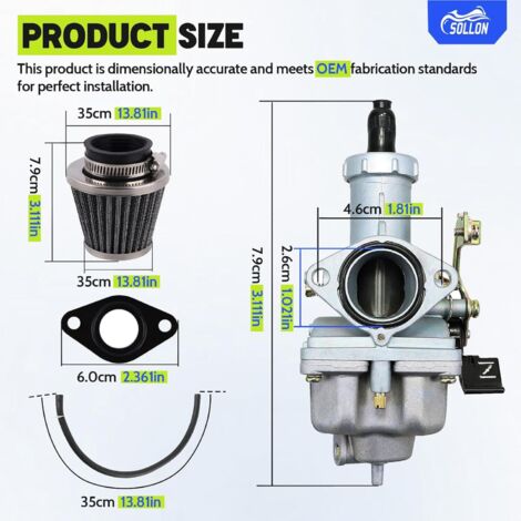 DOCAS Carburateur PZ27 27mm pour Moteur de -CG 125cc, 150cc