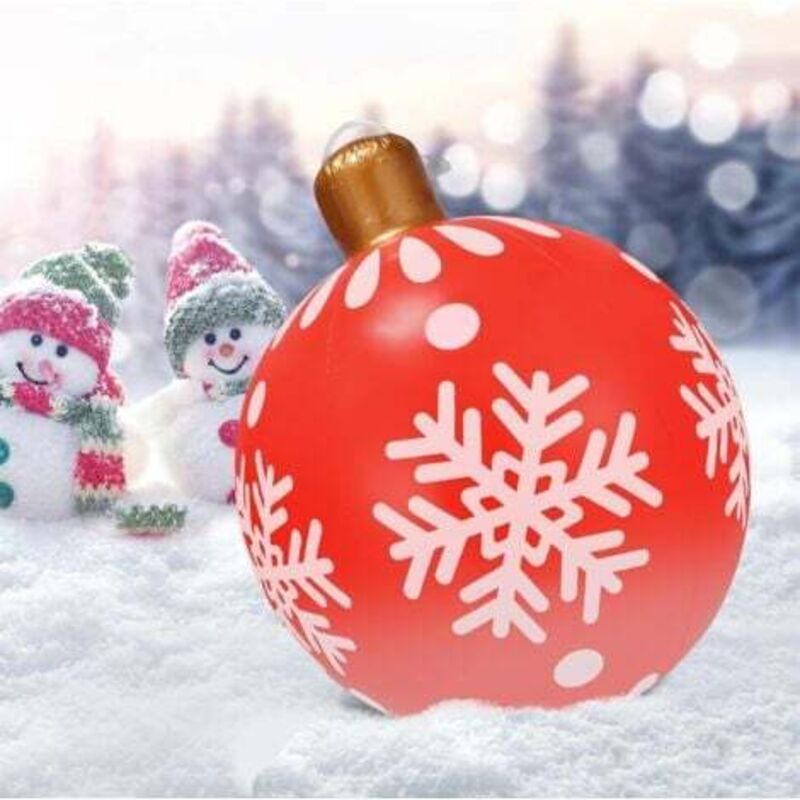 Cloche de Noël gonflable géante, boule gonflable décorée en PVC avec nœud rouge, décoration extérieure de Noël pour cour, piscine, pelouse, porche, décoration - 60 cm Cloche de Noël gonflable géante, boule gonflable décorée en PVC avec nœud rouge, décoration extérieure de Noël pour cour, piscine, pelouse, porche, décoration - 60 cm