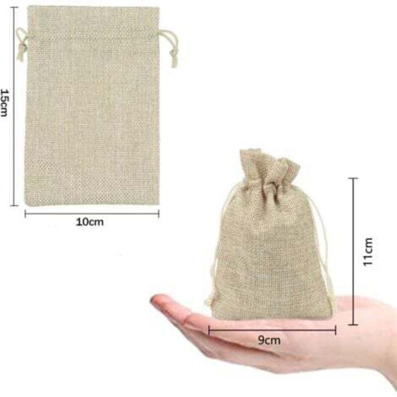 Lot De 30 Petits Sacs Cadeaux En Jute Avec Cordon - 10x15 Cm Pour Mariage Et Fêtes
