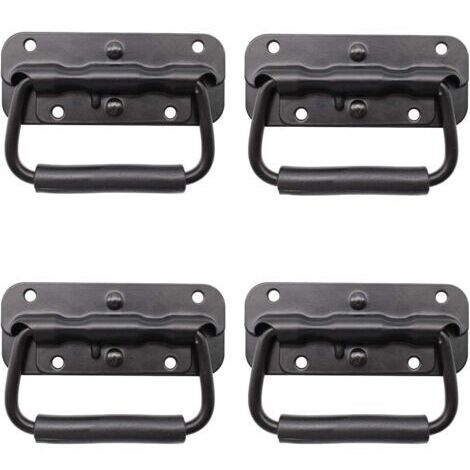 4 Pieces Box Handle, Folding Metal Handle, Black Box Handle, Spring Box Handle, Replacement Handle for Toolbox or Storage Box (1/5)