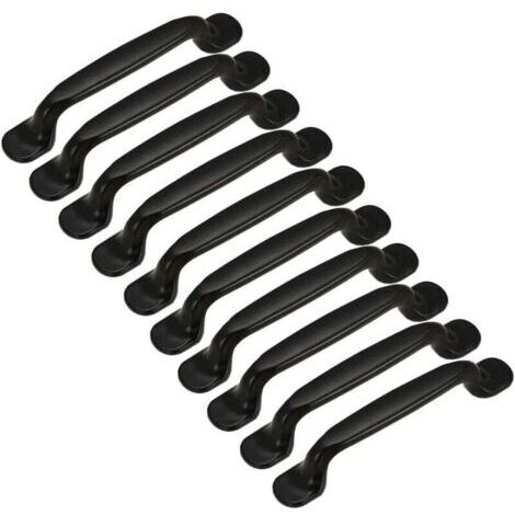 10pcs Door Handle Kitchen Cabinet Cupboard Drawer Bedroom Furniture Pull Center Distance 128mm, Black Aluminum (1/5)