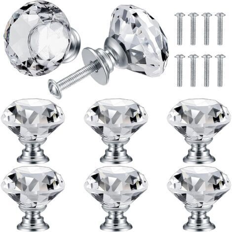 8 Pcs 30 mm Crystal Door Knob, Diamond Handles, Diamond Furniture Handle, Handle Knobs Decoration for Cabinet, Drawer, Kitchen Knob Handles (1/5)