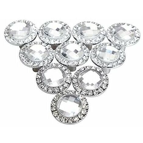 10pcs 30mm Round Door Knob Silver 30mm Handle Crystal Sparkling Rhinestone Handle Knob Kitchen Cabinets Cabinet Doors Drawers Knobs (1/5)