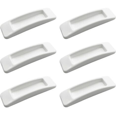 Pack of 6 Self-Adhesive Sliding Door Safety Handles (White), Easy to Open, Push Handles, Drawer Handles, Self-Adhesive Plastic Handles for Kitchen Cabinet (1/5)