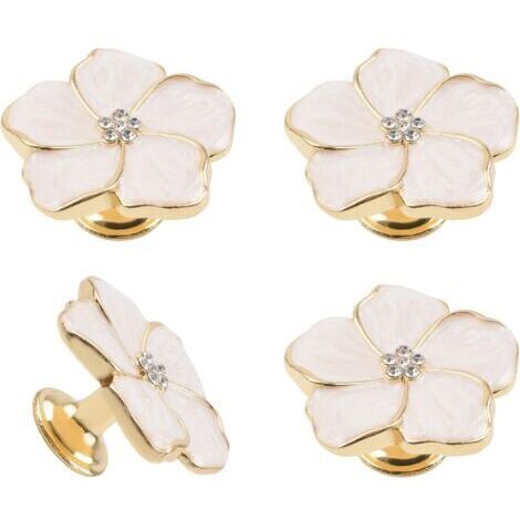 4 Pieces Petal Drawer Knob, Creative Dresser Drawer Pull Enamelled Zinc Alloy Gold Wire Knob for Cabinet Door Furniture/Gold Base (1/5)