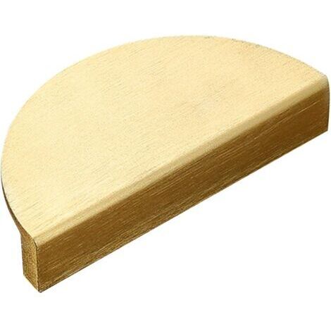 Set of 1 half-moon shaped drawer or cabinet handle in brushed gold brass, 10 cm