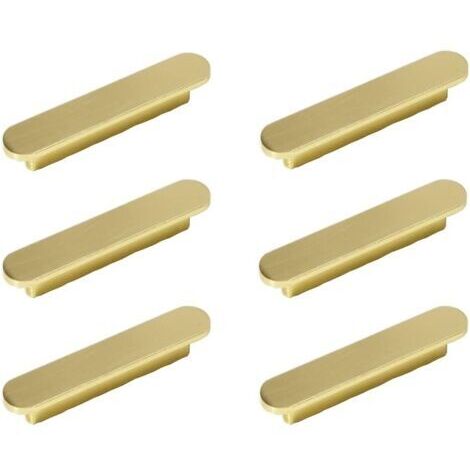 Set of 6 Gold Handles, Brushed Brass Kitchen Cabinet Handles, 96mm Hole Centers - Cabinet Handles (1/5)
