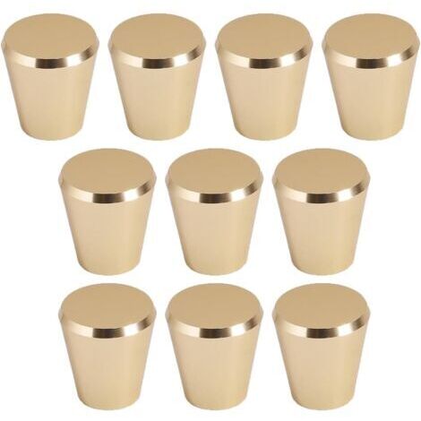 Set of 10 Brushed Brass Tapered Furniture Handles, Gold Drawer Knobs for Cabinets, Wardrobes, Bathrooms, and Kitchens (1/5)