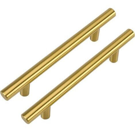 2 Pieces, brushed aluminum kitchen cabinet door handle, stainless steel T-knob, 128mm hole center (1/5)