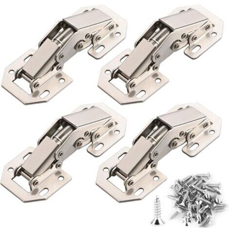 4PCS Charnière Porte Placard 90 Degrés avec Vis Amortisseur Piston Compression Support Relevable Accessoire Meubles Coin 77mm x 32mm (1/4)