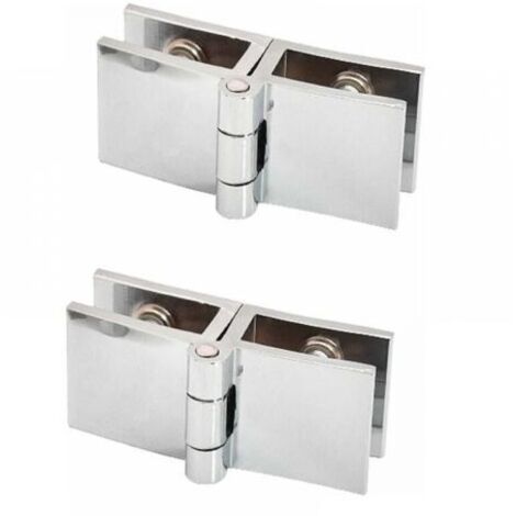 2PCS 180 degrés clip de porte en verre charnière sans verre de perçage à charnière en verre pour épaisseur de verre 5mm - 8mm (1/4)