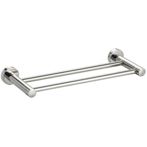 Porte-Serviettes Double Porte Serviettes de Salle de Bain 40CM 2 Barres Porte Serviette Mural Acier Inoxydable SUS304 Finition Brossé