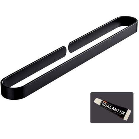 Porte-serviettes noir de salle de bain, porte-serviettes mural en forme de U, anneau à serviettes collant, porte-serviettes non percé, 40CM