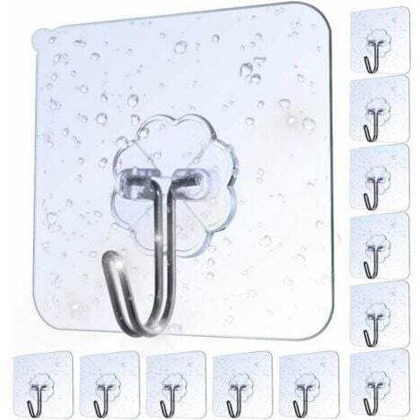 Lot de 20 crochets adhésifs transparents pour essuie-tout, crochets adhésifs pour mur et porte de cuisine, charge maximale 8 kg (1/5)