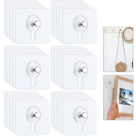 Lot de 30 Accroche Tableau Sans Percer, Fixation Murale Transparent Accroche Cadre, Crochets Auto-adhésifs pour Accroche Cadres Photo,Miroir (1/5)