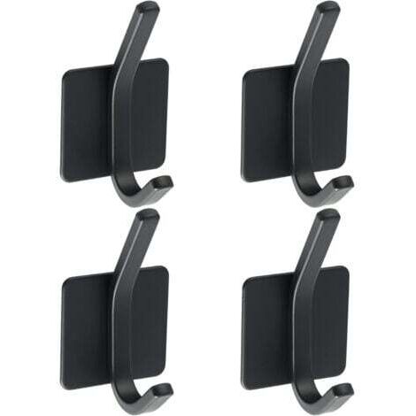 4 Pcs Crochet Adhésif Patère Murale Adhésive en Acier Inoxydable SUS 304 Porte Manteau Mural Noir Porte Serviette pour Salle de Bain ou Cuisine, (1/5)