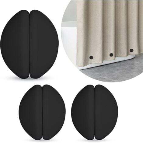 Poids magnétique en Silicone noir pour rideau de douche, boucle magnétique pendentif coupe-vent 6 pièces (1/5)