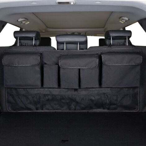 Organisateur Voiture 9 Poches avec 3 Sangles de Réglage Fixes Rangement Coffre de Voiture Multipurpose Pliables Sac de Rangement Voiture pour SUV et de Nombreux Véhicules (1/5)