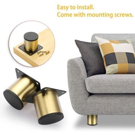 Qrity Pieds De Meubles En Alliage D'aluminium Pieds D'armoire Cuisine Canapé Table En Métal Hauteur 100mm Or